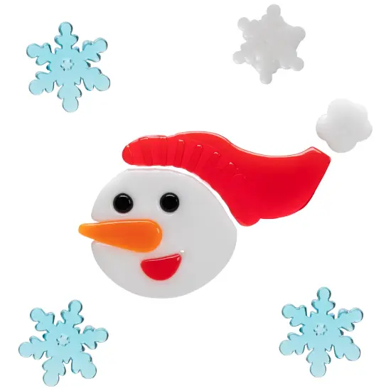 Northlight 6-Piece Skating Snowman and Snowflakes Gel Christmas Window Clings White {7}