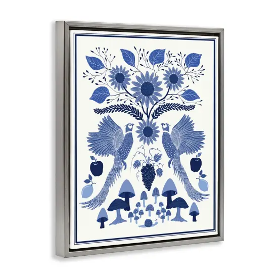 Stupell Industries Woodland Blue Folk Pattern Floater Framed Canvas Wall Art Design by Darlene Seale {3}