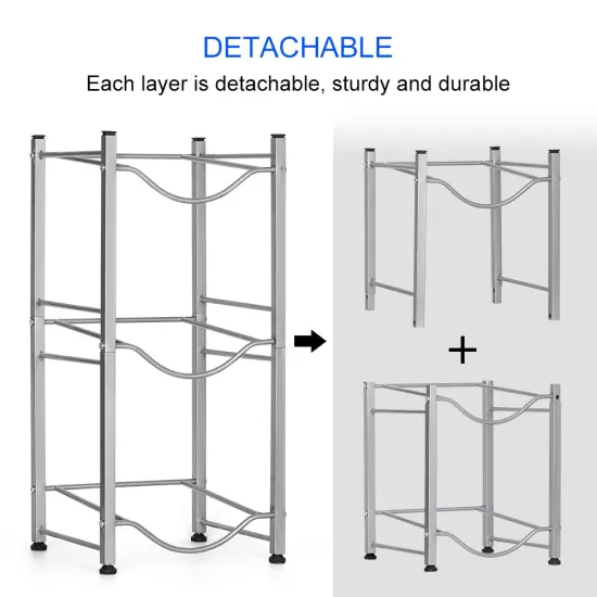 3 Tier 5 Gallon Water Jug Holder Water Bottle Storage Rack, Silver {3}