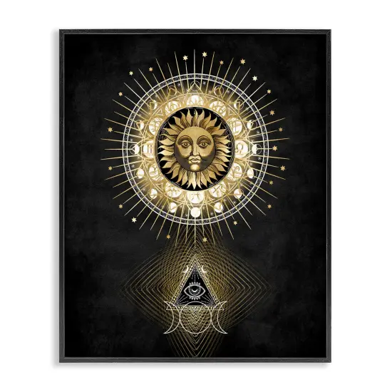 Stupell Industries Astral Symbols & Sun Framed Giclee Wall Art Design by Oliver Jeffries {1}