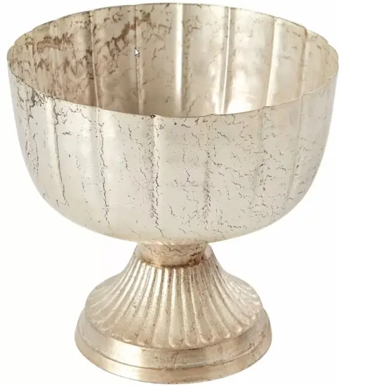 7.75" Champagne Metal Compote Bowl – Pedestal Floral Vase for Wedding Centerpieces & Home Decor-72010-61 {3}