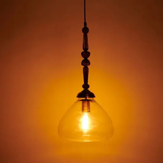 Vintage Metal Plug-in Hanging Lamp -11.4" x 11.4" x 22.8" {2}