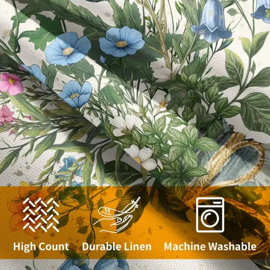 Spring Wildflower Throw Pillow Covers 18X18 Inches Set of 2 Multi Colored Daisy Flowers Mason Jar Pillowcase Soft Cotton Linen Square Spring Cushion Covers for Home Sofa Patio Bedroom {4}