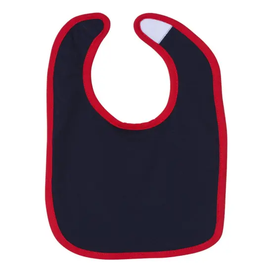 Rabbit Skins&reg; Infant Soft Contrast Trim Jersey Bib navy/ red {2}