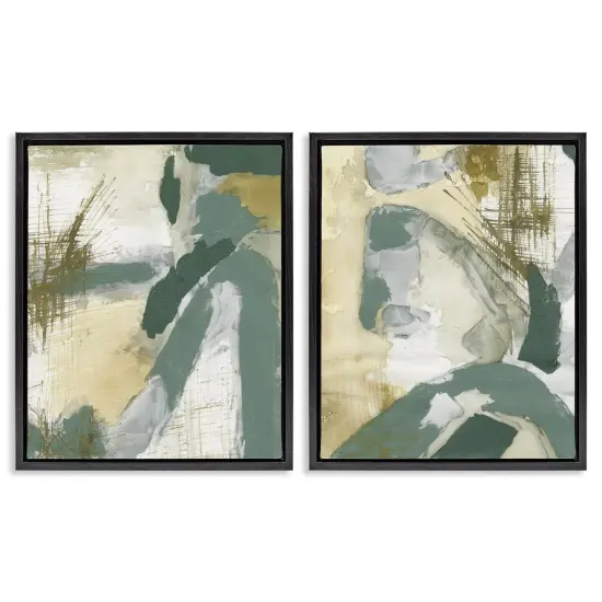 Stupell Industries Rustic Abstraction in Neutrals 2pc Floater Framed Canvas Wall Art Set Design by Vanna Lam {1}