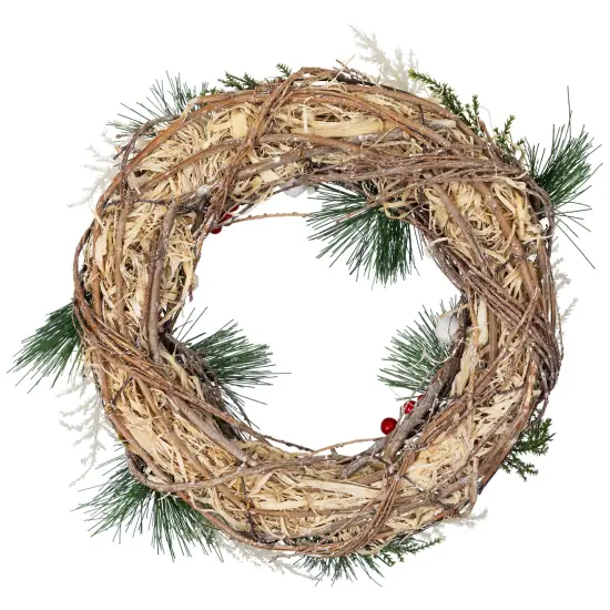 Northlight Snowflakes and Berries Winter Foliage Christmas Wreath - 13" - Unlit White {7}