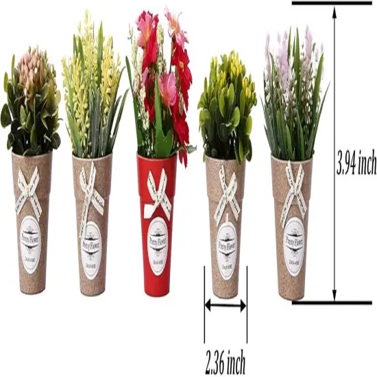 Set of 6 Potted Artificial Flowers &ndash; Faux Floral Spring Decor {3}