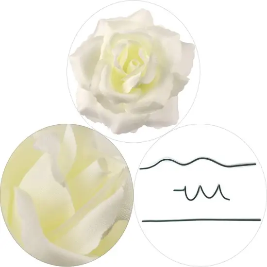 Cream White Silk Rose Picks: Set of 100, 8" Stems, 3" Wide, Floral Home by Artificial Flowers {5}