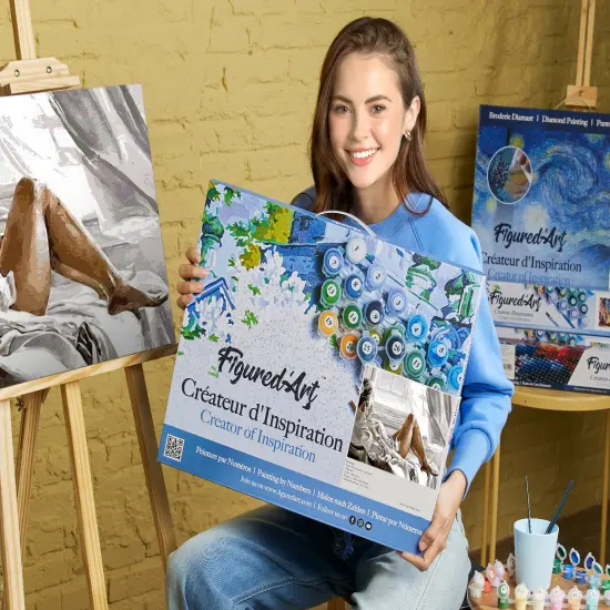 Figured'Art Paint by Numbers for Adults with Frame Rest facing the Sea 16"x20" - Craft Art Painting DIY Kit Canvas Already Stretched on a Wooden Frame {2}