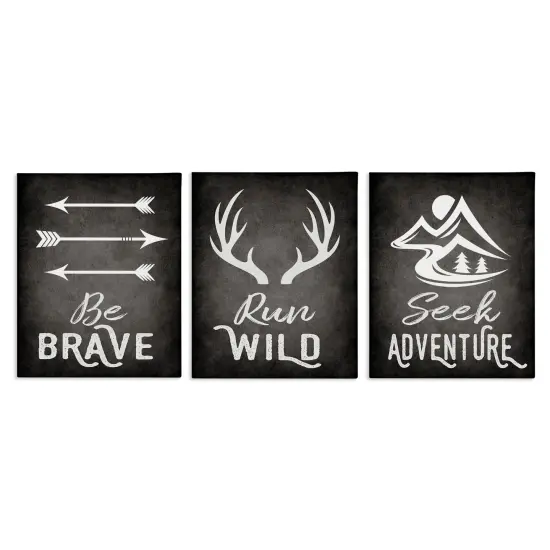 Stupell Industries Rustic Adventure Phrases 3pc Canvas Wall Art Set Design by Ashley Calhoun {1}