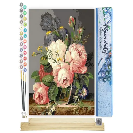 Figured'Art Paint by Numbers Kit for Adults Bouquet of Wild Flowers 16"x20" - Craft Art Painting Rolled Canvas with DIY wooden frame {1}