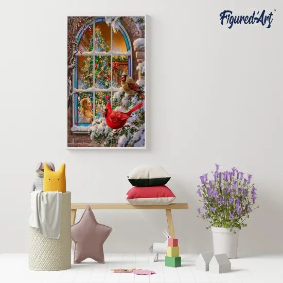 Figured'Art Paint by Numbers for Adults with Frame Christmas Window 16"x20" - Craft Art Painting DIY Kit Canvas Already Stretched on a Wooden Frame {4}