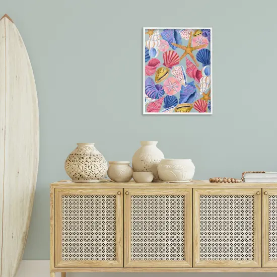 Stupell Industries Bright Seashells Assortment Framed Giclee Wall Art Design by Arrolynn Weiderhold {2}