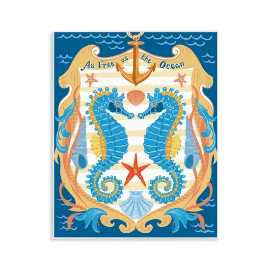 Stupell Industries Free As Ocean Seahorses Wall Plaque Art Design by Jo Reid {1}