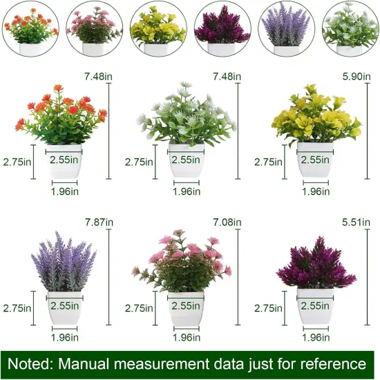 6pcs Artificial Pot Flowers Small Fake Plants with Pot Mini Potted Plants for House Office Tabletop Decoration {3}