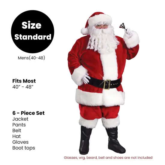 Fun World Regency Plush Crimson Adult Santa Claus Suit Christmas Costume - Standard Size Red {5}