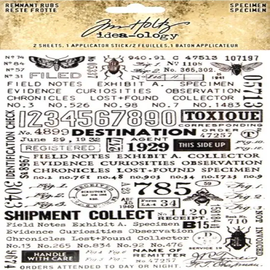 Tim Holtz Idea-Ology Specimen Remnants Rub-Ons {1}