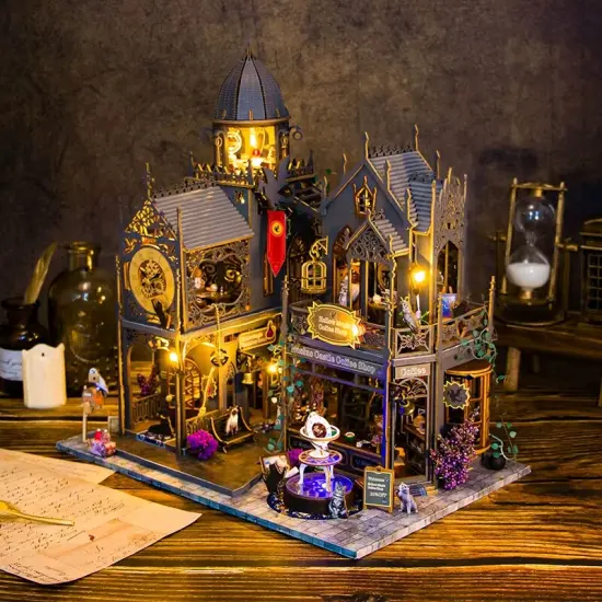 Magic Castle Dollhouse Kit - Miniature Wizardi Roombox Kit {3}