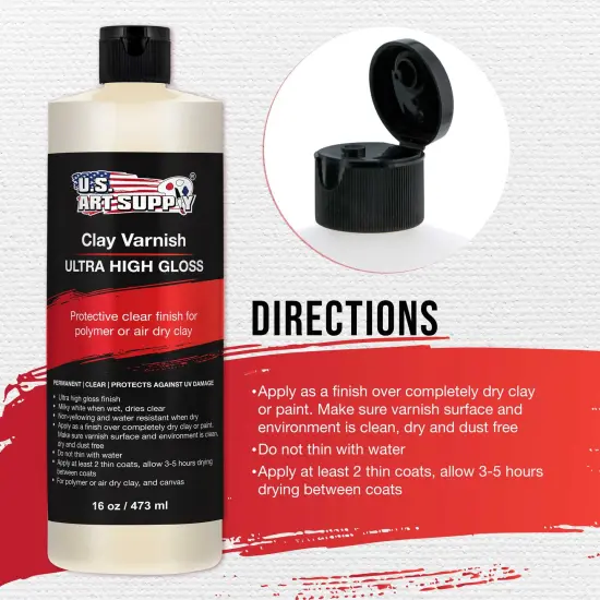 16 oz High Gloss Clear Acrylic Topcoat & Air Dry Clay Varnish - Acrylic Painting Protectant, Air Dry Clay Glaze for Polymer Clays, Ceramics, Pouring Paint Artworks and Sculptures {6}