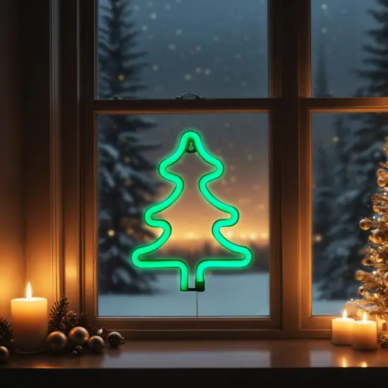 Northlight LED Christmas Tree Neon Lighted Decoration - 9.5" - Green {1}