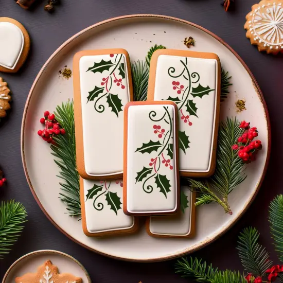 Holly Spray Cookie & Craft Stencil | CM043 by Designer Stencils | Cookie Decorating Tools | Baking Stencils for Royal Icing, Airbrush, Dusting Powder | Craft Stencils for Canvas, Paper, Wood | Reusable Food Grade Stencil {3}