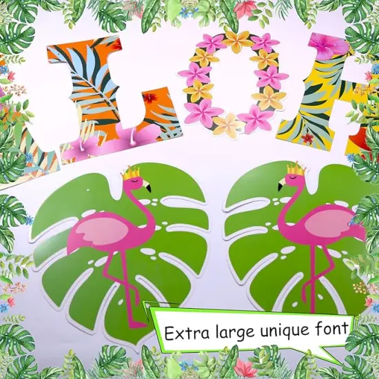 Hawaiian Aloha Party Decorations, Extrelarge Aloha Sign Banner Tropical Garland for Luau Party Decorations Hawaiian Party Supplies Tiki Summer Beach Pool Aloha Birthday Party Decor {4}
