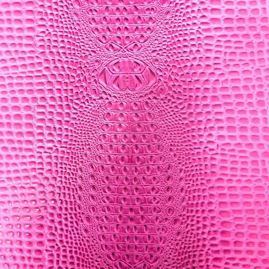 1 Yard 3D Embossed Gator Vinyl Fabric Faux Alligator Upholstery Craft Material Durable 56" Width Pink {1}