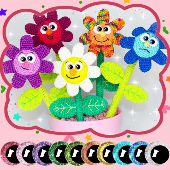 120Pieces 3D Glitter Plastic Safety Eyes - 10 Colors {5}