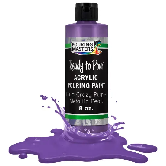 Pouring Masters Plum Crazy Purple Metallic Pearl Ready to Pour Acrylic Pouring Paint - Premium 8-Ounce Pre-Mixed Fluid Acrylic Paint - Fluid Art Supplies for Canvas, Wood, Paper, Tile & Rocks {1}
