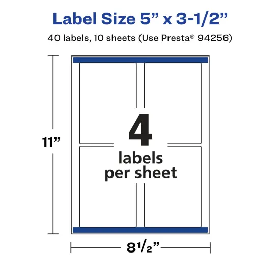 Avery Glossy White Rectangle Labels with Sure Feed, 5" x 3.5" {4}