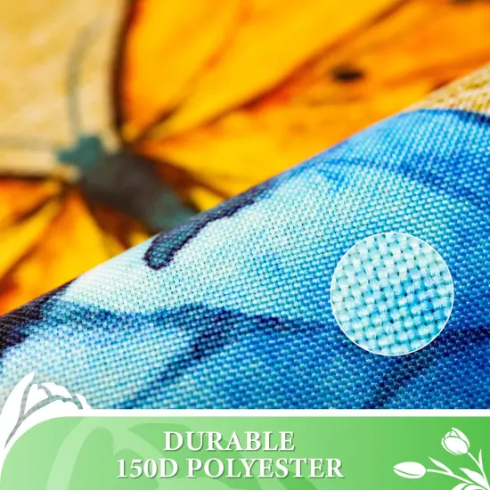 G128 - Hello Spring Butterflies and Flowers Garden Flag | 12x18 Inch | Printed 150D Polyester - Rustic Holiday Seasonal Outdoor Flag {4}