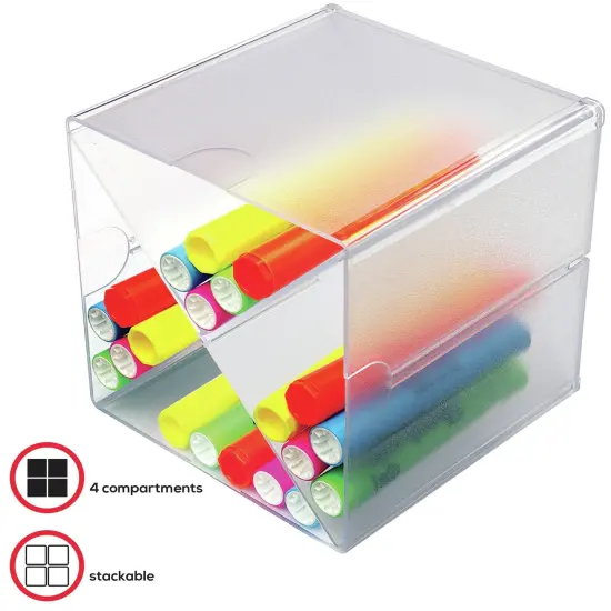 Deflecto Stackable X-Divided Storage Organizer-6"X6"X6" Clear {6}