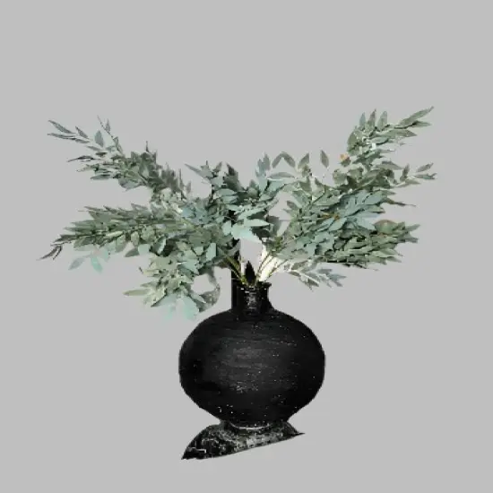 Azore Faux Frosted Green Silk Stem Leaf 4 Branches {5}