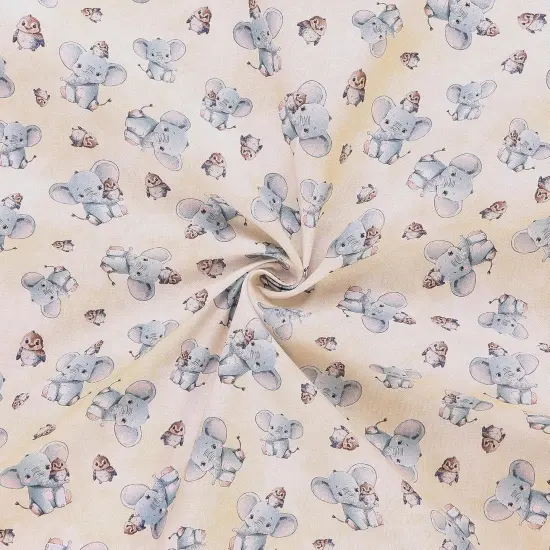 Mook Fabrics Safari Buddies Cotton Fabric [45in. Wide] - By The Yard Ellie Yellow {2}