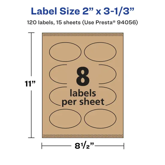 Avery Kraft Brown Oval Labels with Sure Feed, 2" x 3-1/3" {5}