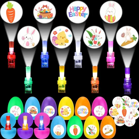 Prefilled Easter Eggs with Finger Lights Toys , 16 Pack Small Toys for Easter Egg Fillers {1}