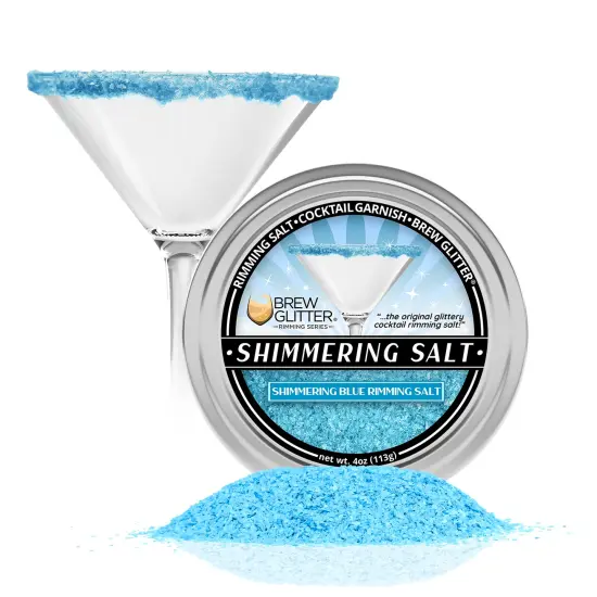 Brew Glitter - Shimmering Blue Rimming Salt (4oz, 1x Bar Tin) Edible Glitter Blended Cocktail Garnish for Mixed Drinks and Beverages {1}