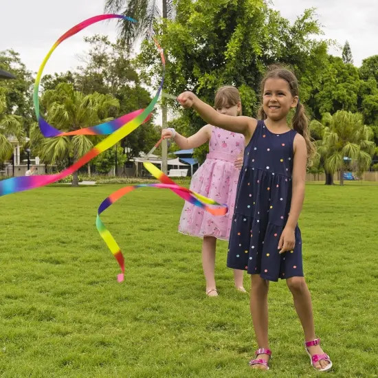 20 Pack Ribbon Dancing Wands Party Favors for Kids, Rainbow Birthday Decorations, Princess Party Supplies, Girls Party Games, Gymnastics Goody Bag Stuffers (Rainbow) {3}
