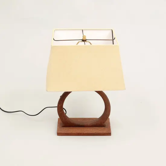 Handmade Artisanal Table Lamp with Wooden Base -15" X 10" X 21" {4}