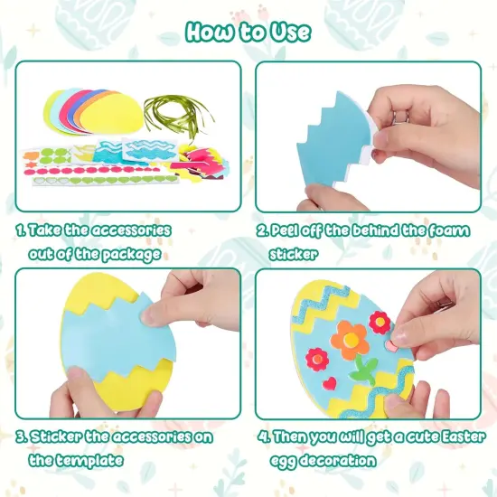 12 Pack Easter Egg Craft Kit for Kids Make You Own Egg Foam Stickers Ornament DIY {3}