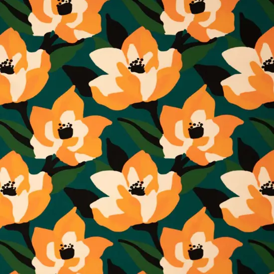 Abstract Painted Lilies Printed Spandex Fabric Multicolor {5}