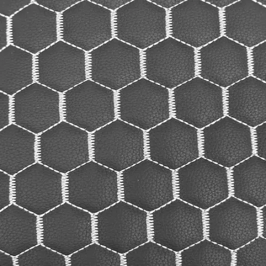 1 Yard Honeycomb Quilted Faux Leather Vinyl Fabric For Upholstery Car Seats Crafts Wall 54" Width Black | Black {6}