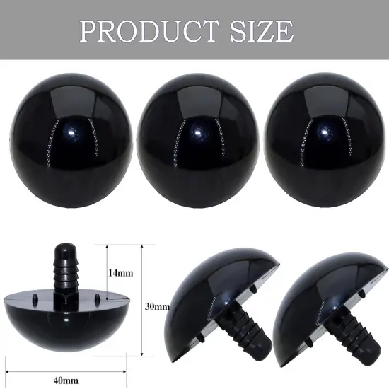 1Box(8Pcs) 40mm Extra Large Safety Eyes and Washers for Amigurumi Crochet {3}