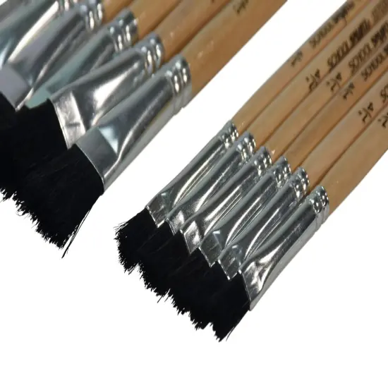 School Smart Black Bristle Paint Brushes, Short Handle, Assorted Sizes, Set of 24 {3}