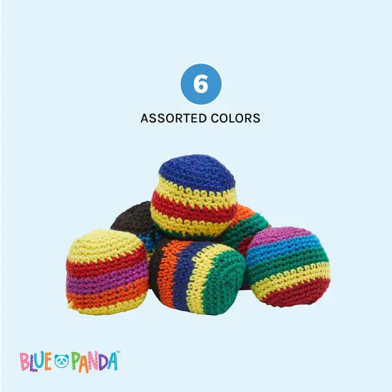 6 Pack Knitted Juggling Sacks - Soft Foot Bag Balls for Adults, Party Favors, Soccer Training (6 Designs, 2.5 x 2 x 1.5 In) {5}
