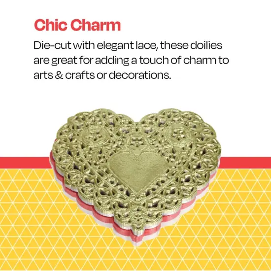 School Smart Paper Die-Cut Heart Lace Doily, 4 Inches, Assorted Color, Pack of 100 {4}