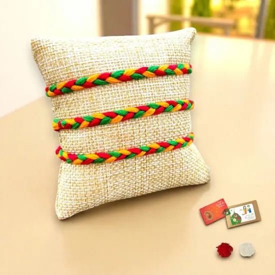 3CT Minimalist Rakhi for Brother, Rakhi Card, Rakhi Bracelet Rakasha Bandhan Handmade Rakhi Gifts Traditional Rakhi with Tika Roli Greeting Card {1}