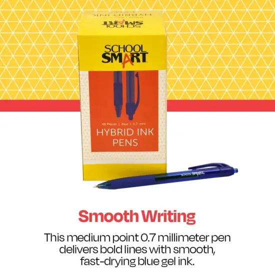 School Smart Retractable Hybrid Gel and Ink Pens, Blue, Pack of 48 {6}