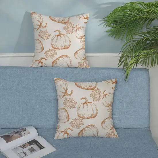 Pumpkin Decor Throw Pillows Case for Couch Maple Leaves Autumn Harvest Indoor Outdoor {4}