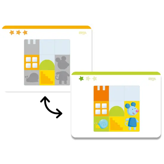 HABA Animal Squares Chunky Wooden Puzzle Building Blocks Arranging Game with Template Cards, Montessori Toys Toddler Puzzle Ages 2+ (Made in Germany) Multicolor {7}